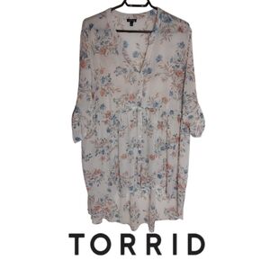 Torrid Sheer Floral High-Low Blouse/Cover Up